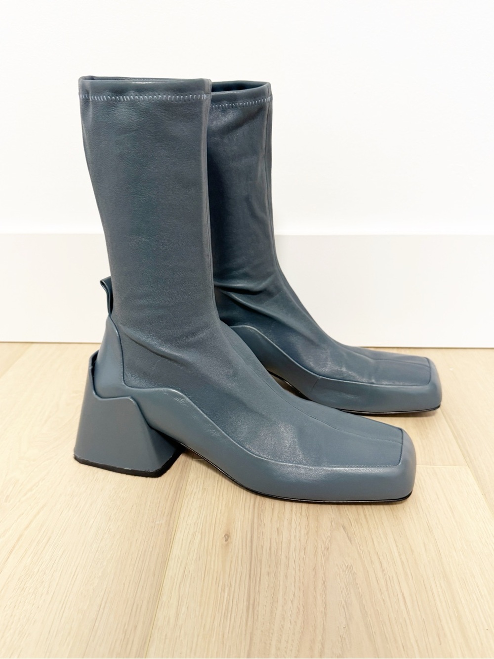 Jil Sander Ankle Sock Boot in Slate Blue size 40